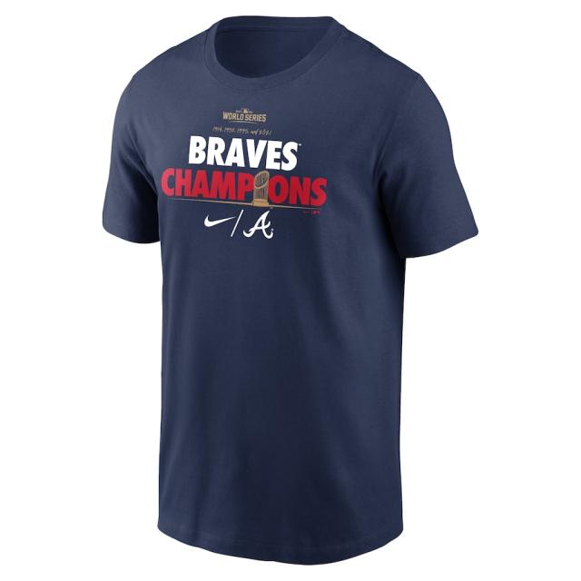 ナイキ メンズ Tシャツ Atlanta Braves Nike 2021 World Series Champions Celebration T-Shirt - Navy_1