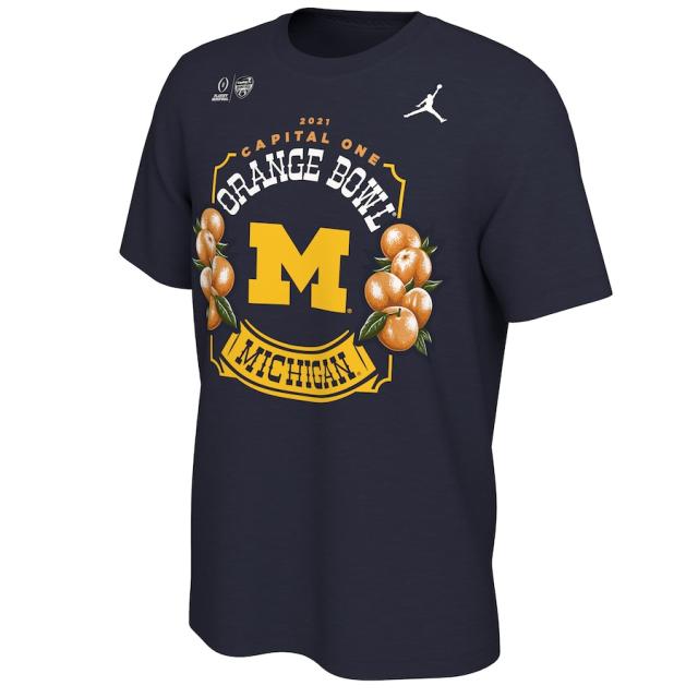 ジョーダン メンズ Tシャツ "Michigan Wolverines" Jordan Brand College Football Playoff 2021 Orange Bowl Bound Illustrated T-Shirt - Navy_1
