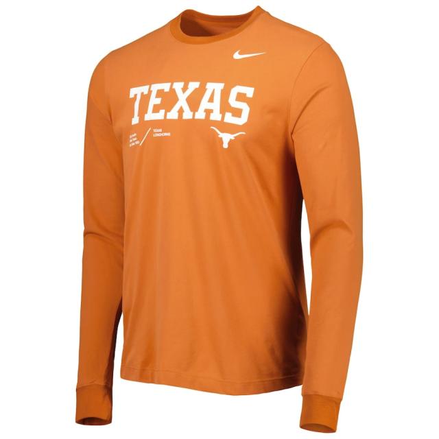 ナイキ メンズ Tシャツ 長袖 ロンT "Texas Longhorns" Nike Team Practice Performance Long Sleeve T-Shirt - Texas Orange_1
