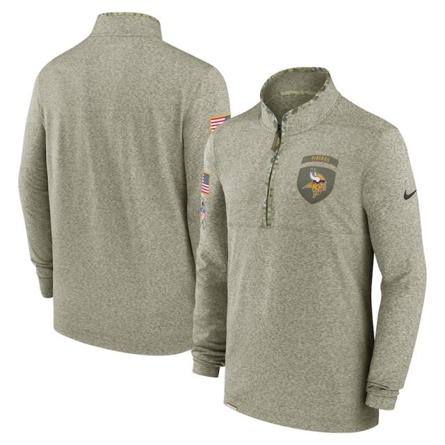 ナイキ メンズ スウェットシャツ "Minnesota Vikings" Nike 2022 Salute to Service Quarter-Zip Top - Olive NFL サルート おしゃれ ブランドの通販は