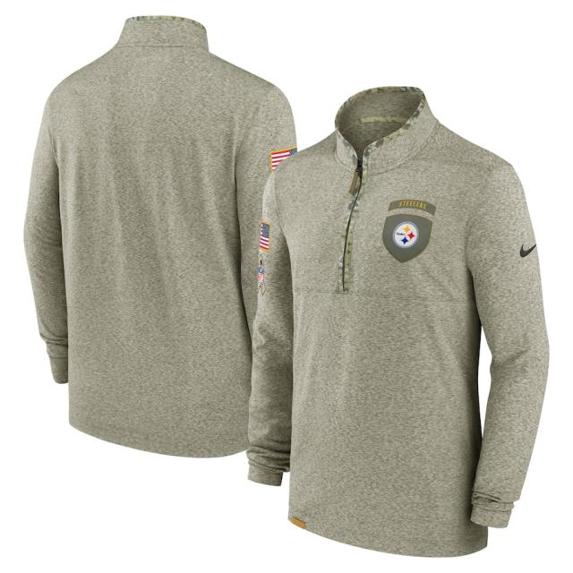 ナイキ メンズ スウェットシャツ "Pittsburgh Steelers" Nike 2022 Salute to Service Quarter-Zip Top - Olive NFL サルート おしゃれ ブランドの通販は