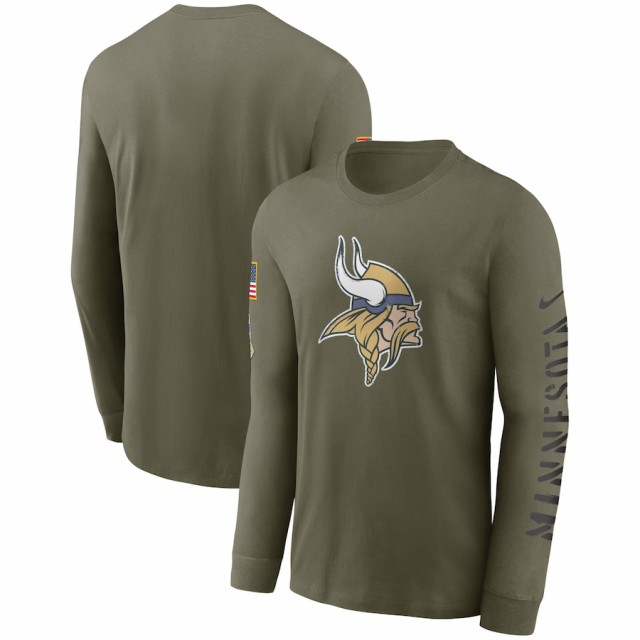 ナイキ メンズ Tシャツ 長袖 ロンT Minnesota Vikings Nike 2022 Salute To Service Long Sleeve T-Shirt - Olive NFL サルート おしゃ