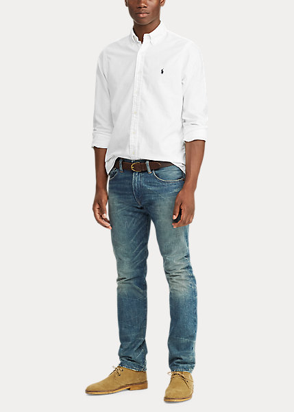 ラルフローレン メンズ シャツ Polo Ralph Lauren Garment-Dyed Oxford Shirt カッターシャツ Slimサイズ White