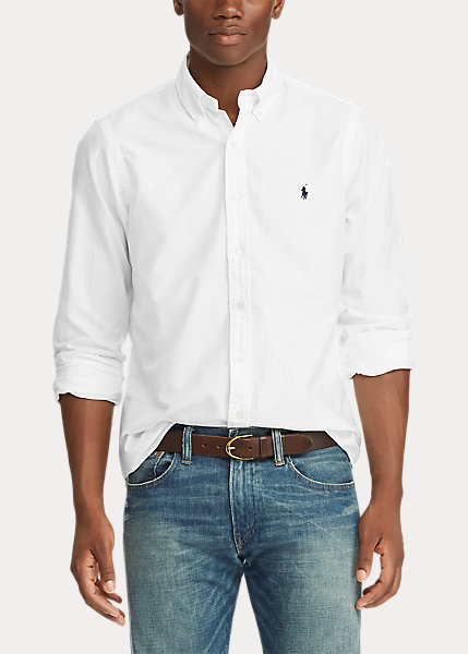 ラルフローレン メンズ シャツ Polo Ralph Lauren Garment-Dyed Oxford Shirt カッターシャツ Slimサイズ White