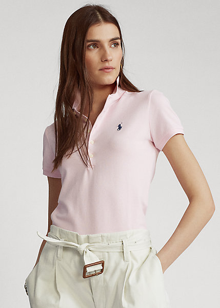 ポロ ラルフローレン レディース Polo Ralph Laure Slim Fit Stretch Polo Shirt ポロシャツ 半袖 Country Club Pinkの通販は