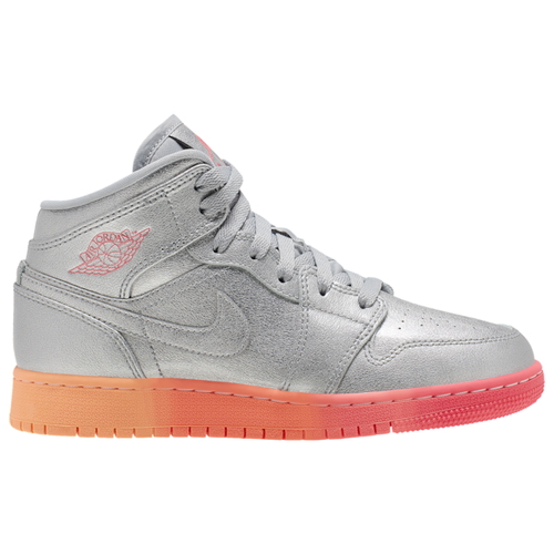 ジョーダン キッズ/レヂボン AJ１ バッシュ Jordan AJ 1 Mid GS スニーカー llic Silver/Racer Pink/Wolf Grey