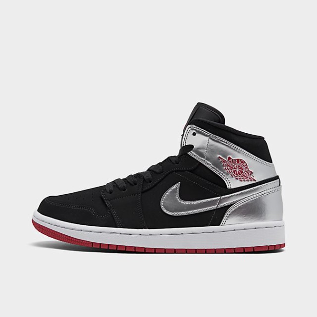 ジョーダン メンズ バッシュ レトロ Jordan 1 Mid Retro スニーカー Black/Gym Red/Metallic Silver/White