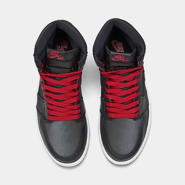 ジョーダン１ レトロハイ キッズ/レディース Air Jordan Retro 1 High OG GS スニーカー Black/Metallic Silver/Gym Red_4