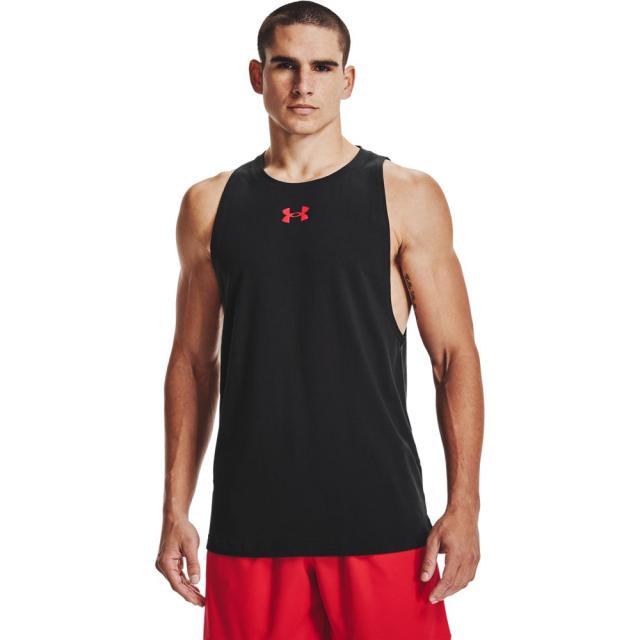 アンダーアーマー メンス タンクトップ Under Armour Baseline Cotton Basketball Tank - Black/Red_2