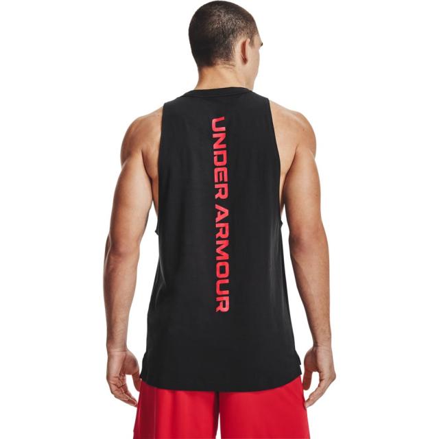 アンダーアーマー メンス タンクトップ Under Armour Baseline Cotton Basketball Tank - Black/Red_3