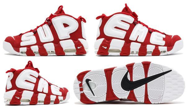 ナイキ メンズ スニーカー モアアップテンポ Nike Air More Uptempo "Supreme" バッシュ Varsity Red/White