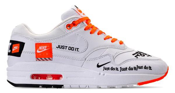 NIKE AIR MAX 1 LUX Just Do It White Black Total Orange