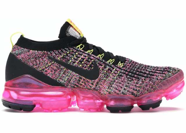 ナイキ レディース ヴェイパーマックス３ Nike Air Vapormax Flyknit 3 ランニングシューズ Black/Black/Pink Blast/Hyper Turq