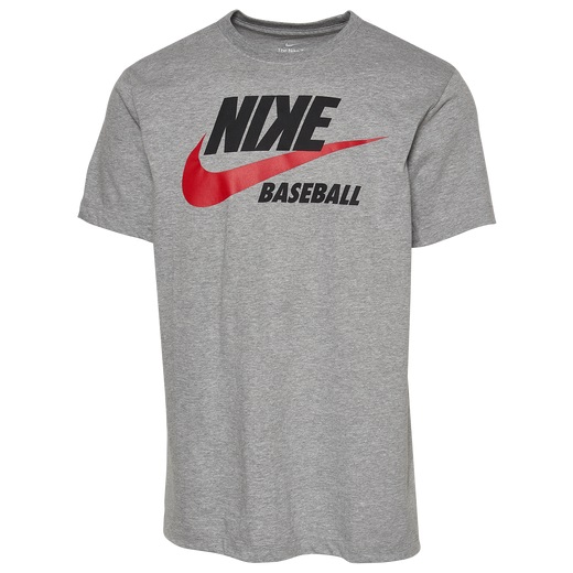 ナイキ メンズ Tシャツ 半袖 Nike Futura Baseball T-Shirt - Dark Grey Heather/University Red