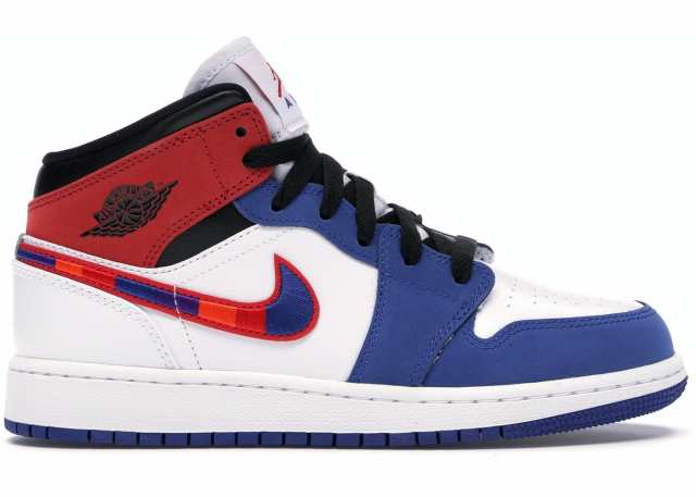 ジョーダン１ キッズ/レディース バッシュ Air Jordan 1 Mid SE GS スニーカー White/University Red/Rush Blue/Black