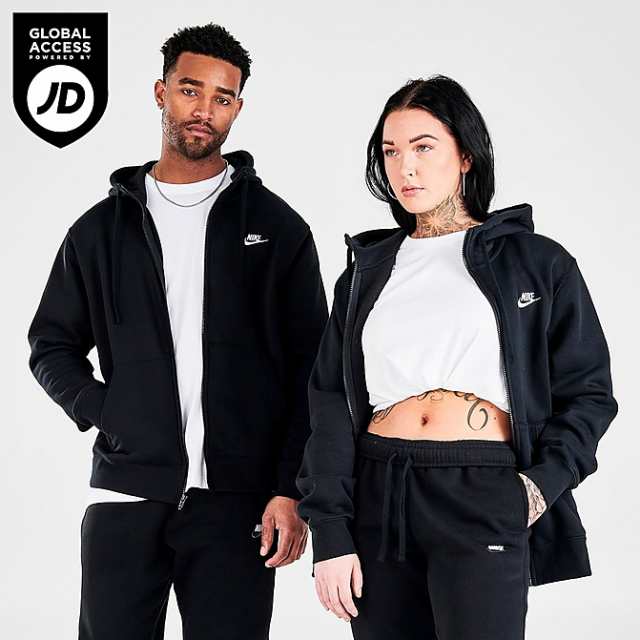 ナイキ メンズ パーカー Men's Nike Sportswear Club Fleece Full-Zip Hoodie - Black/Black/Whiteの通販は