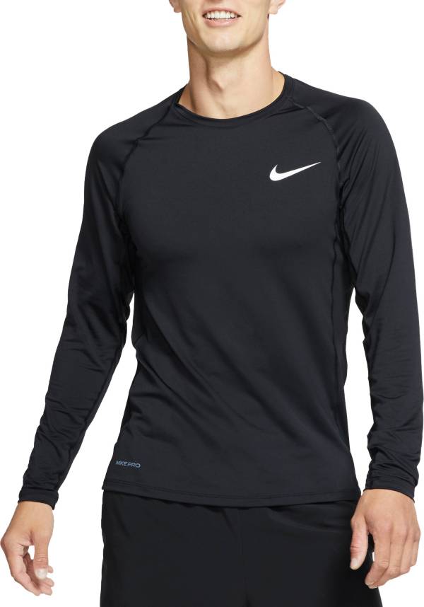ナイキ メンズ Nike Men's Pro Slim Fit Long Sleeve Shirt Tシャツ 長袖 ロンT BLACK/WHITE