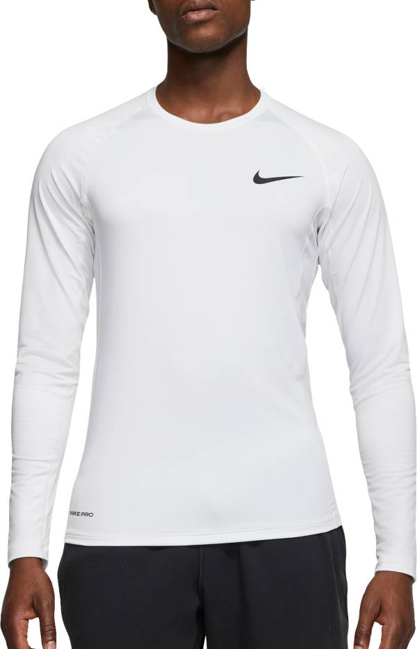 ナイキ メンズ Nike Men's Pro Slim Fit Long Sleeve Shirt Tシャツ 長袖 ロンT WHITE/BLACK