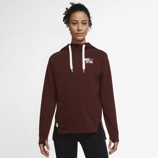ナイキ レディース パーカー ソフトボール ドライフィット Nike Dri-FIT Flux Softball SS Hoodie - Bronze Eclipse/White えんじ ウィメンズ
