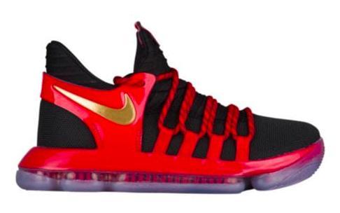 ナイキ キッズ/レディース Nike KD 10 X バッシュ Black/llic Gold/University Red/Bright Crimson ケビンデュラント ミニバス