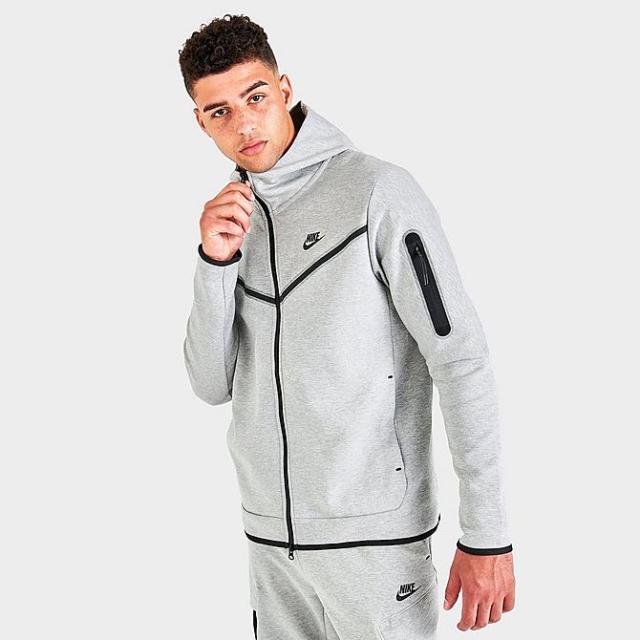 ナイキ メンズ パーカー Men's Nike Sportswear Tech Fleece Taped Full-Zip Hoodie - Dark Grey Heather/Black_2