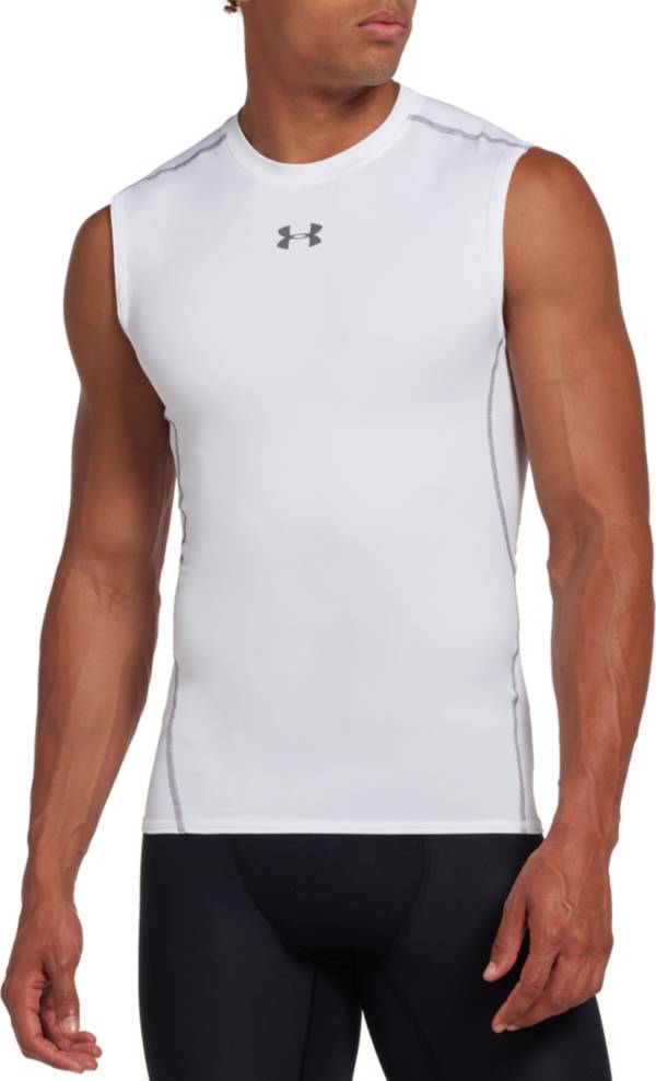 アンダーアーマー メンズ タンクトップ Under Armour Men's HeatGear Armour Sleeveless Shirt - White/Graphite