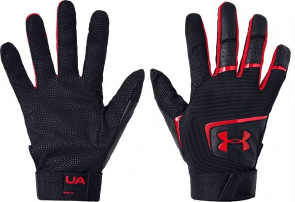 アンダーアーマー キッズ バッティンググローブ Under Armour Youth Clean Up Batting Gloves - Black/Red