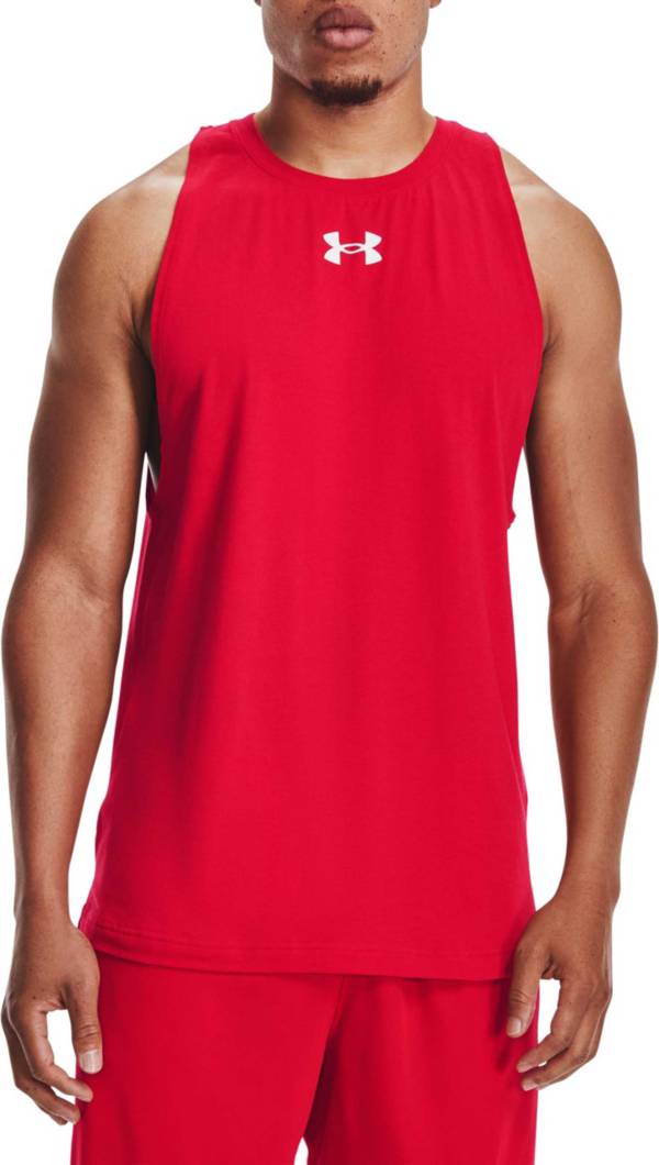 アンダーアーマー メンズ タンクトップ Under Armour Men's Baseline Cotton Tank - Red/Summit Wh/Summit Wht