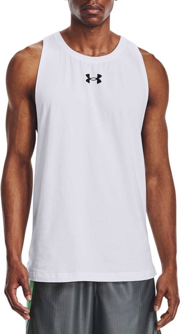 アンダーアーマー メンズ タンクトップ Under Armour Men's Baseline Cotton Tank - White/Black/Black