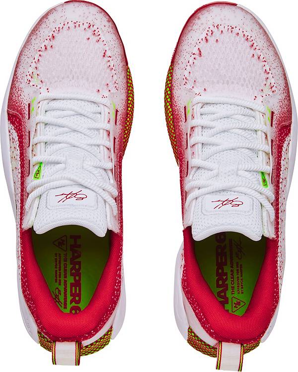 アンダーアーマー メンズ 野球 スパイク Under Armour Men's Harper 6 Elite TPU Baseball Cleats - White/Red