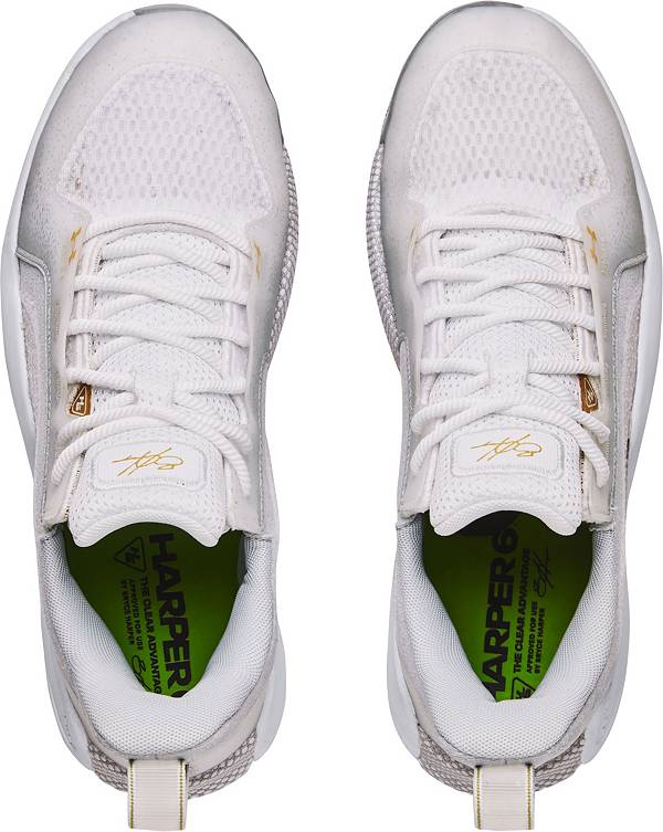 アンダーアーマー メンズ 野球 スパイク Under Armour Men's Harper 6 Elite TPU Baseball Cleats - White/Grey