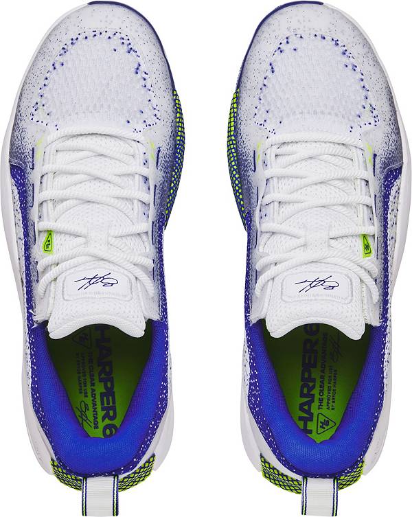 アンダーアーマー メンズ 野球 スパイク Under Armour Men's Harper 6 Elite TPU Baseball Cleats - White/Royal