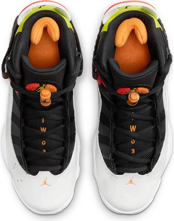 ジョーダン キッズ バッシュ Jordan Kids' GS Six Rings - Black/White/Orange 黒 ブラック バスケットシューズ ミニバス 子供 男の子 女の子 ジョーダン キッズ バッシュ Jordan Kids' GS Six Rings - Black/White