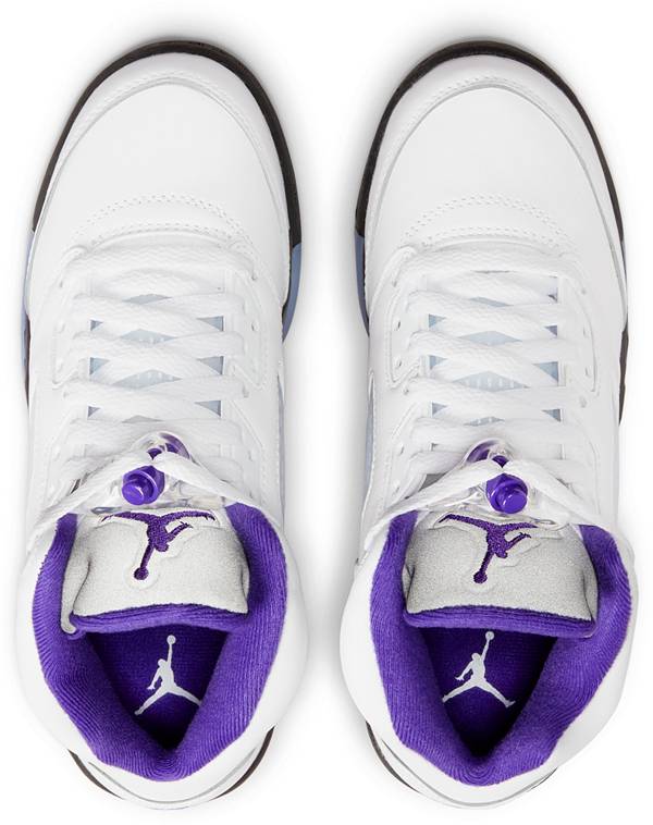 ジョーダン キッズ バッシュ Jordan Kids' GS Air Jordan 5 Retro - White/Purple/Black 白 ホワイト バスケットシューズ ミニバス 子供 男の子 女の子 ジョーダン キッズ バッシュ Jordan Kids' GS Air Jordan 5 Retro
