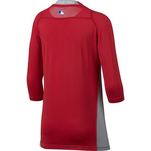 ナイキ メンズ 野球 ラグランTシャツ Nike Men's Pro Cool Reglan 3/4-Sleeve Baseball Shirt - Red/Grey