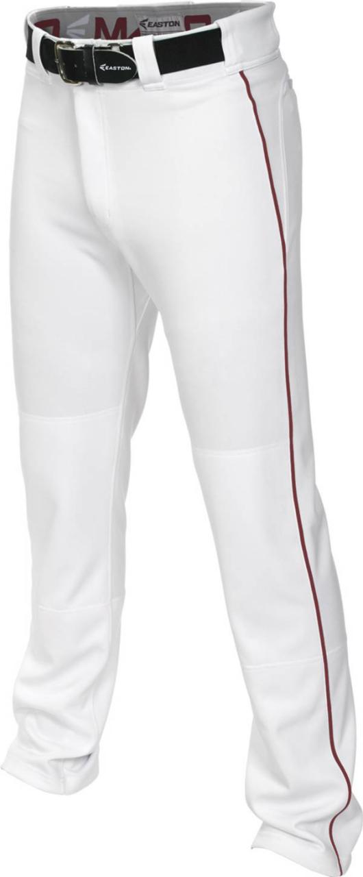イーストン メンズ 野球 パンツ Easton Men's Mako 2 Piped Baseball Pants - White/Maroon