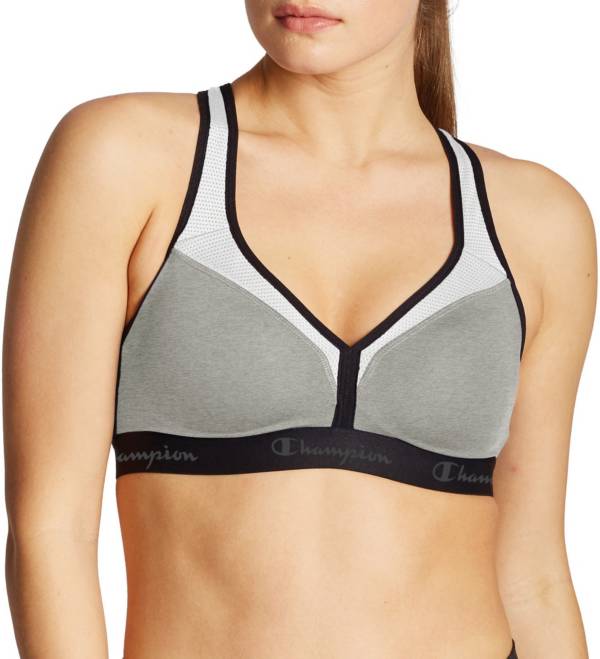 チャンピオン レディース スポーツブラ Champion Women's Curvy Sports Bra - Grey Heather/White/Blackの通販は