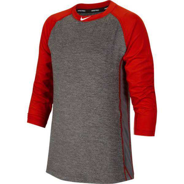 ナイキ キッズ 野球 ラグランTシャツ Nike Boys' Baseball Pro Cool Raglan Tee - Red/Greyの通販は