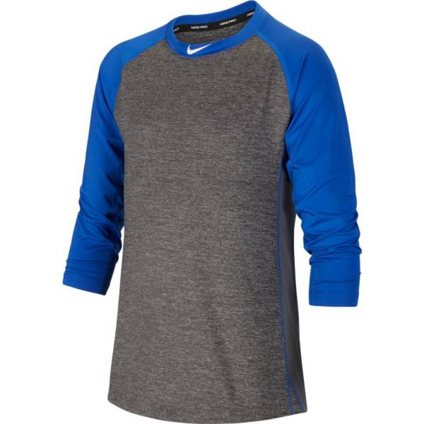 ナイキ キッズ 野球 ラグランTシャツ Nike Boys' Baseball Pro Cool Raglan Tee - /Grey