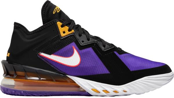 ナイキ メンズ バッシュ Nike LeBron 18 Low Basketball Shoes - Black/White/Purple