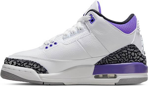 ジョーダン キッズ バッシュ Jordan Kids' GS Air Jordan 3 Retro - White/Black/Purple 白 ホワイト バスケットシューズ ミニバス 子供 男の子 女の子 ジョーダン キッズ バッシュ Jordan Kids´ GS Air Jordan 3 Retro