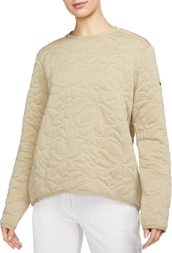 ナイキ レディース スウェットシャツ Nike Women's Dri-FIT Mid-Layer Golf Pullover - Limestone/Lt Orewood Brn