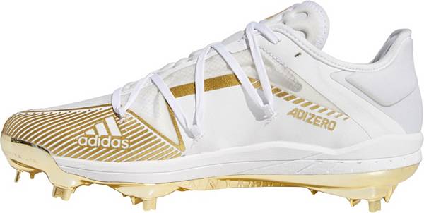 アディダス メンズ 野球 シューズ スパイク adidas Afterburner 7 Gold Metal Baseball Cleats - White/Gold_3