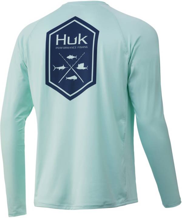 ハック メンズ Tシャツ 長袖 ロンT HUK Men's Hex Pursuit Long Sleeve Fishing Shirt - SEAFOAM