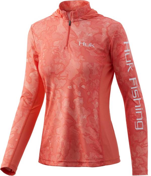 フック レディース パーカー HUK Women's Icon X Camo Hoodie - Current Bimini Camo