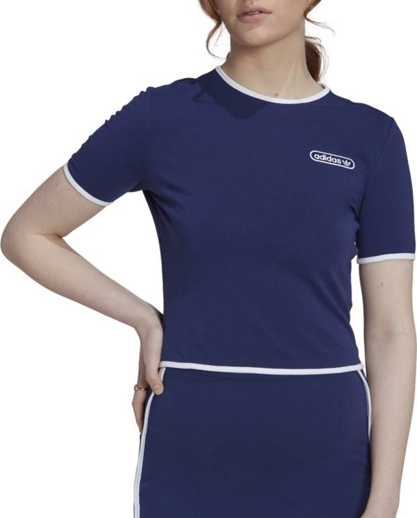 アディダス レディース Tシャツ 半袖 adidas Originals Women's Crop Binding Details T-Shirt - Night Sky