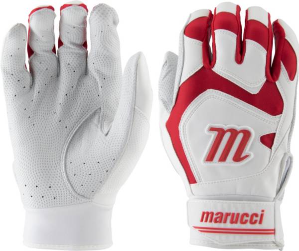 マルッチ メンズ バッティンググローブ Marucci Adult Signature Batting Gloves - White/Red