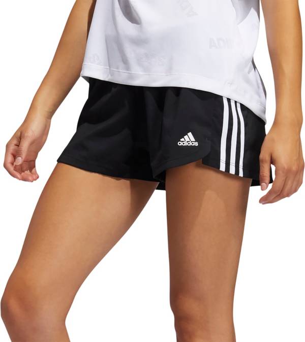 アディダス レディース トレーニングショーツ adidas Women's 3-Stripes Pacer Woven Shorts - Black/White