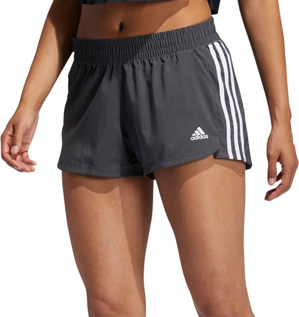 アディダス レディース トレーニングショーツ adidas Women's 3-Stripes Pacer Woven Shorts - Grey/Black