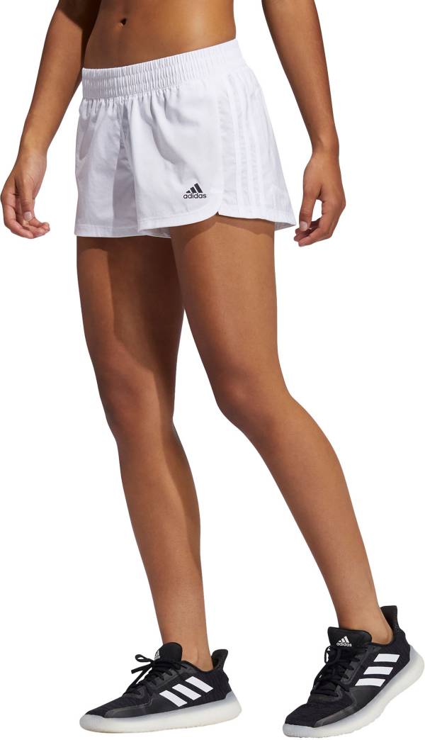 アディダス レディース トレーニングショーツ adidas Women's 3-Stripes Pacer Woven Shorts - White/White